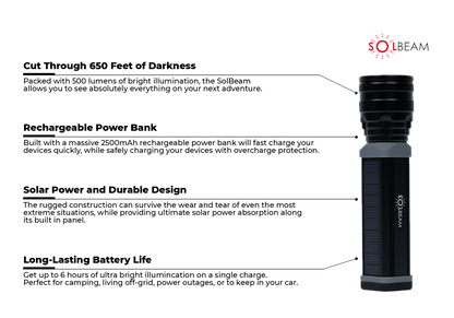 Power Bank + Powerful Flashlight SolBeam